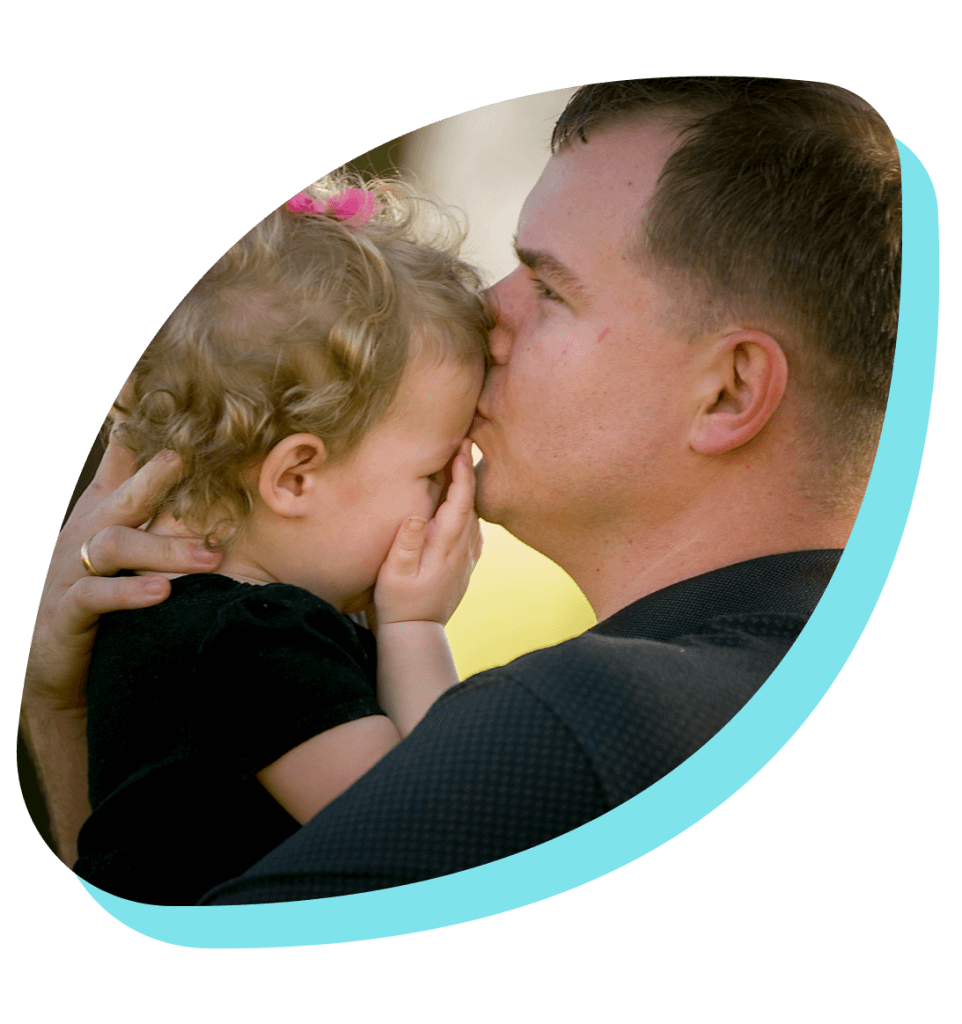 father consoling child petal frame